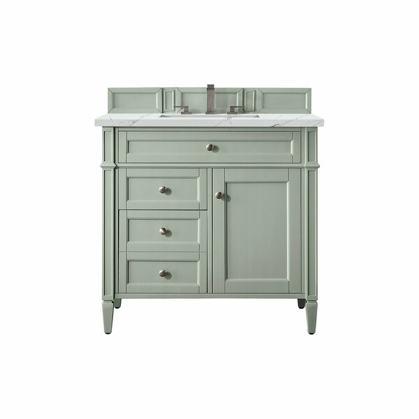 James Martin Vanities Brittany 36in Single Vanity, Sage Green w/ 3 CM Ethereal Noctis Quartz Top 650-V36-SGR-3ENC